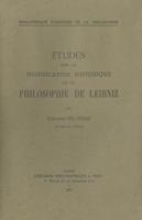 Etudes Sur La Signification Historique De La Philosophie De Leibniz