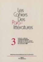 Cahiers Des Paralittératures N+ 3