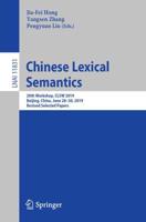 Chinese Lexical Semantics Lecture Notes in Artificial Intelligence