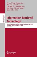 Information Retrieval Technology : 15th Asia Information Retrieval Societies Conference, AIRS 2019, Hong Kong, China, November 7-9, 2019, Proceedings