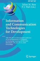 Information and Communication Technologies for Development : 16th IFIP WG 9.4 International Conference on Social Implications of Computers in Developing Countries, ICT4D 2020, Manchester, UK, June 10-11, 2020, Proceedings