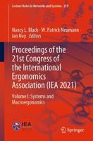 Proceedings of the 21st Congress of the International Ergonomics Association (IEA 2021) : Volume I: Systems and Macroergonomics