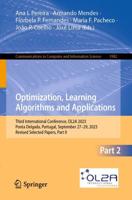 Optimization, Learning Algorithms and Applications Part II