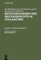 Entscheidungen des Reichsgerichts in Zivilsachen, Beamtenrecht