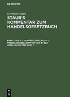 Buch 1: Handelsstand, Buch 2: Handelsgesellschaften Und Stille Gesellschaften