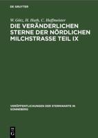 Die veränderlichen Sterne der nördlichen Milchstraße Teil IX