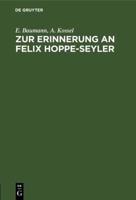 Zur Erinnerung an Felix Hoppe-Seyler