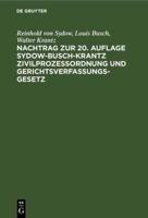 Nachtrag Zur 20. Auflage Sydow-Busch-Krantz Zivilprozeordnung Und Gerichtsverfassungsgesetz