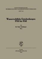 Wasserrechtliche Entscheidungen 1958 Bis 1968