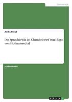 Die Sprachkritik Im Chandosbrief Von Hugo Von Hofmannsthal