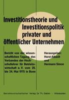 Investitionstheorie Und Investitionspolitik Privater Und Öffentlicher Unternehmen