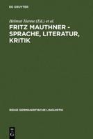 Fritz Mauthner  - Sprache, Literatur, Kritik