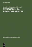 Symposium on Lexicography IX