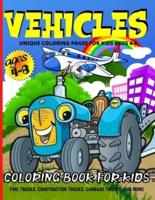 Vehicles Coloring Book For Kids Ages 4-8