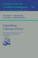 Algorithmic Learning Theory Lecture Notes in Artificial Intelligence