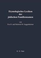 Etymologisches Lexikon Der Jüdischen Familiennamen
