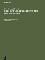 Archiv für Geschichte des Buchwesens, Band 23, Archiv für Geschichte des Buchwesens (1982)