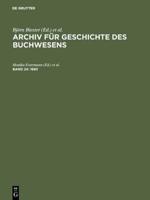 Archiv für Geschichte des Buchwesens, Band 24, Archiv für Geschichte des Buchwesens (1983)