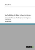 Melford Spiros Kritik des Kulturrelativismus:Relevanz der Wissenschaftlichkeit des epistemologischen Relativismus