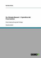 Zu: Giorgio Bassani - Il giardino dei Finzi-Contini:Eine Untersuchung des Prologs