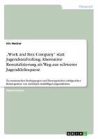 "Work and Box Company" Statt Jugendstrafvollzug. Alternative Resozialisierung Als Weg Aus Schwerer Jugenddelinquenz