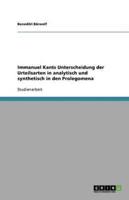 Immanuel Kants Unterscheidung der Urteilsarten in analytisch und synthetisch in den Prolegomena