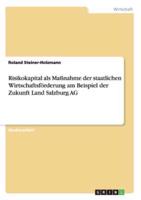 Risikokapital Als Maßnahme Der Staatlichen Wirtschaftsförderung Am Beispiel Der Zukunft Land Salzburg AG