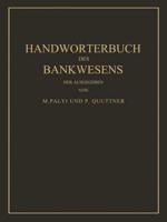 Handwörterbuch Des Bankwesens