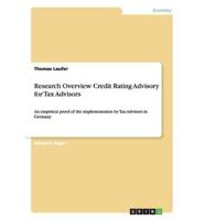 Research Overview Credit Rating Advisory for Tax Advisors