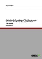 Evaluation Des Fragebogens "Wettkampf Angst Inventar - State" Nach Der Probabilistischen Testtheorie