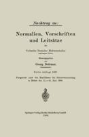 Nachtrag Zu: Normalien, Vorschriften Und Leitsätze Des Verbandes Deutscher Elektrotechniker