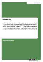 Veranlassung Zu Solcher Nachdenklichkeit. Stundenentwurf Zu Theodor Storms Novelle "Aquis Submersus" (9. Klasse Gymnasium)