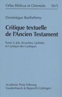 Critique Textuelle De l'Ancien Testament. Tome 5