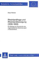 Rheinlandfrage Und Rheinlandbewegung (1918-1933)