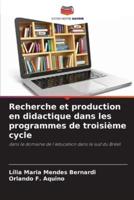 Recherche Et Production En Didactique Dans Les Programmes De Troisième Cycle