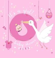 Baby Shower Guest Book: It's a Girl! Pink Stork Alternative Theme, Wishes to Baby and Advice for Parents, Guests Sign in Personalized with Address Space, Gift Log, Keepsake Photo Pages