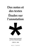 Des Notes Et Des Textes; Études Sur L'annotation