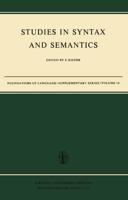 Studies in Syntax and Semantics