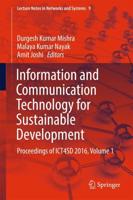 Information and Communication Technology for Sustainable Development Volume 1