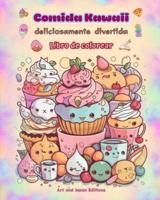 Comida Kawaii Deliciosamente Divertida Libro De Colorear Simpáticos Diseños Kawaii Para Amantes De La Comida