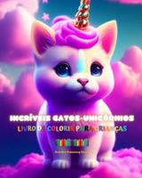 Incríveis Gatos-Unicórnios Livro De Colorir Para Crianças Criaturas De Fantasia Adoráveis E Cheias De Amor