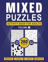 Mixed Puzzles Activity Book For Adults