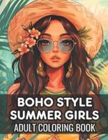 Boho Style Summer Girls Adult Coloring Book