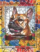 Stained Glass Dogs and Flowers Adult Coloring Book