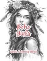 Boho Girls Adult Coloring Book Grayscale Images By TaylorStonelyArt