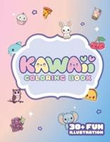 Cute Kawaii Coloring Book for Kids - 40+ Fun Animal, Fast Food & Sweet Treats Illustrations