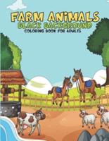 Farm Animals Black Background Coloring Book For Adults