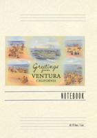 Vintage Lined Notebook Pastel Beach Scenes, Greetings from Ventura, California