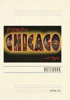 Vintage Lined Notebook Greetings from Chicago at Night