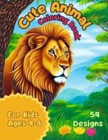 Cute Animal Coloring Book for Kids Ages 4-8